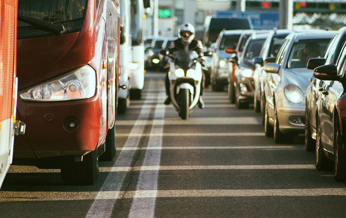 Traffic jam on busy road